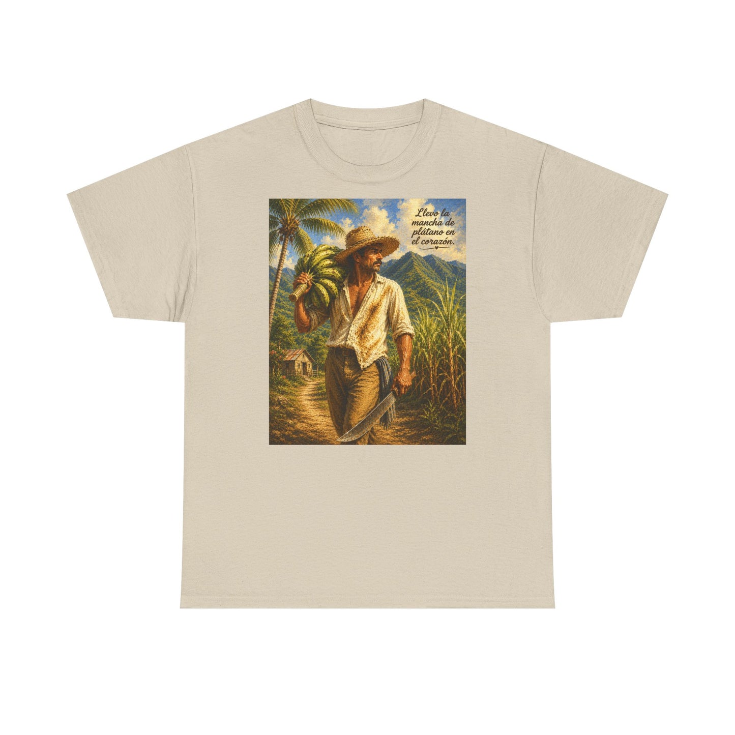 Puerto Rican Jíbaro Tee — "Llevo la mancha de plátano en el corazón"