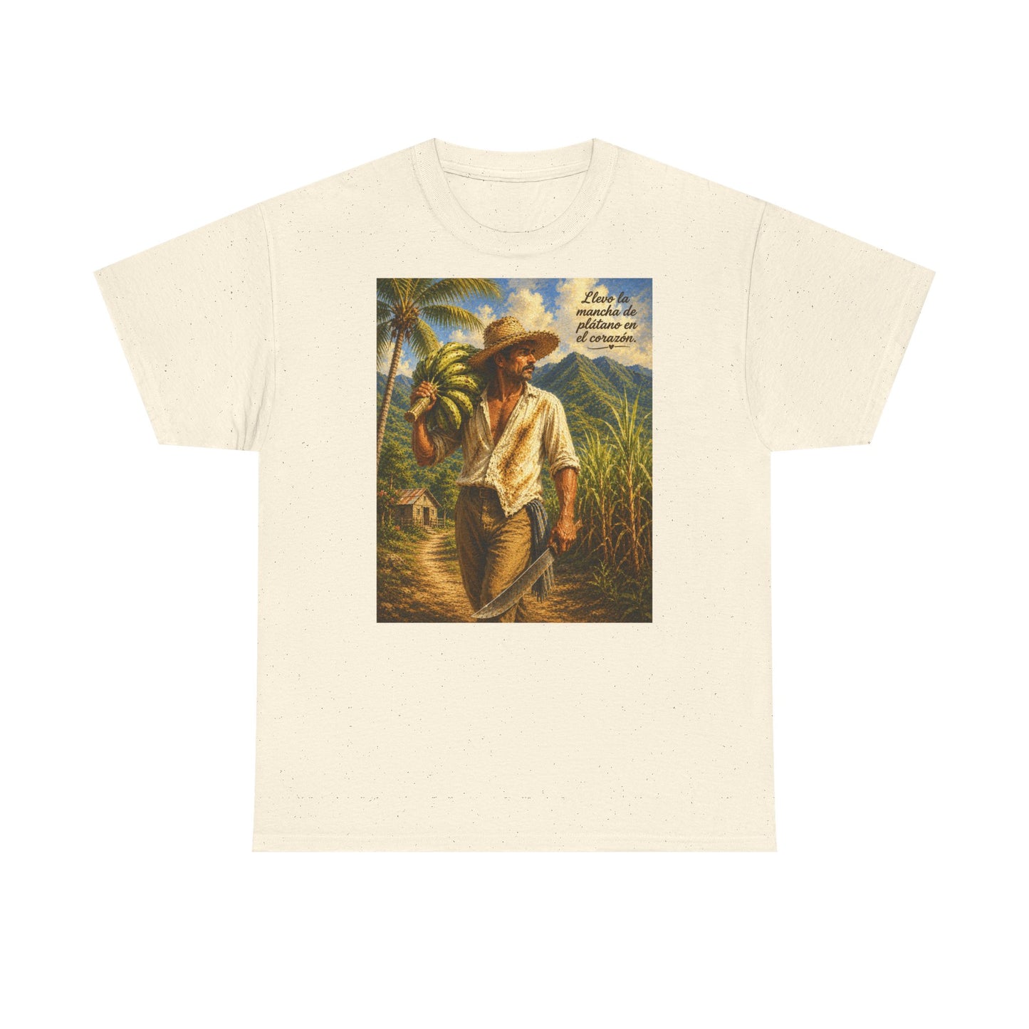 Puerto Rican Jíbaro Tee — "Llevo la mancha de plátano en el corazón"