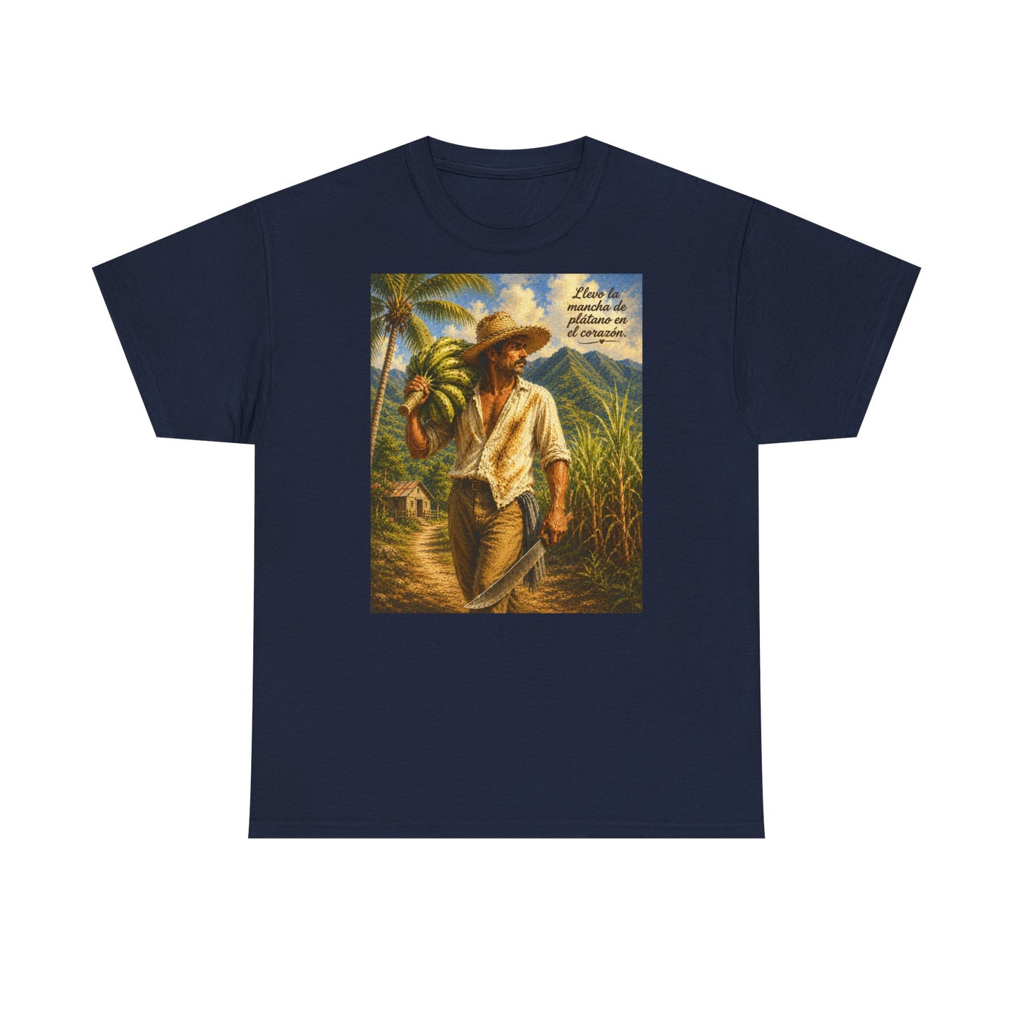 Puerto Rican Jíbaro Tee — "Llevo la mancha de plátano en el corazón"