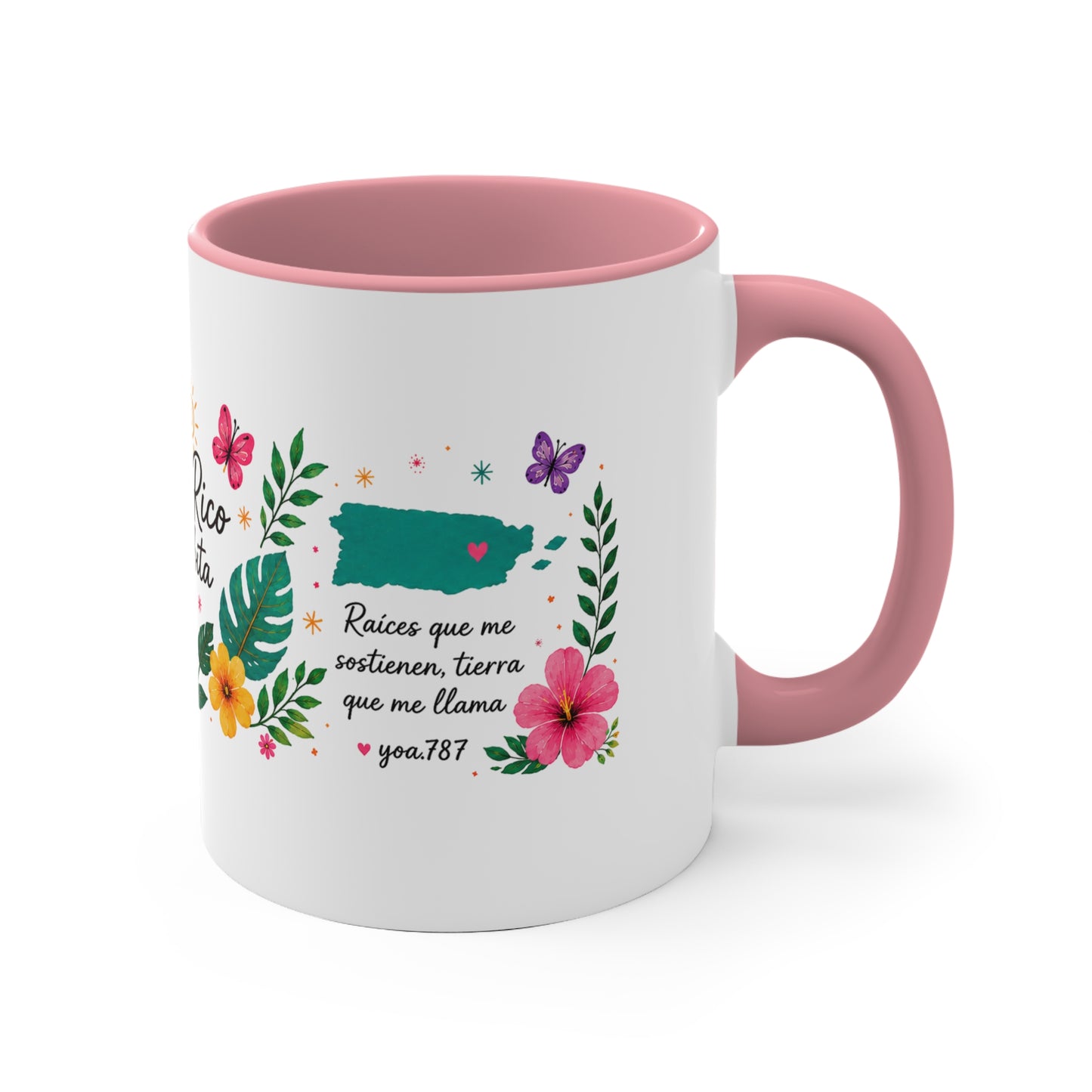 Puerto Rico Me Habita Accent Mug — Tropical Coquí & Hibiscus Coffee Cup