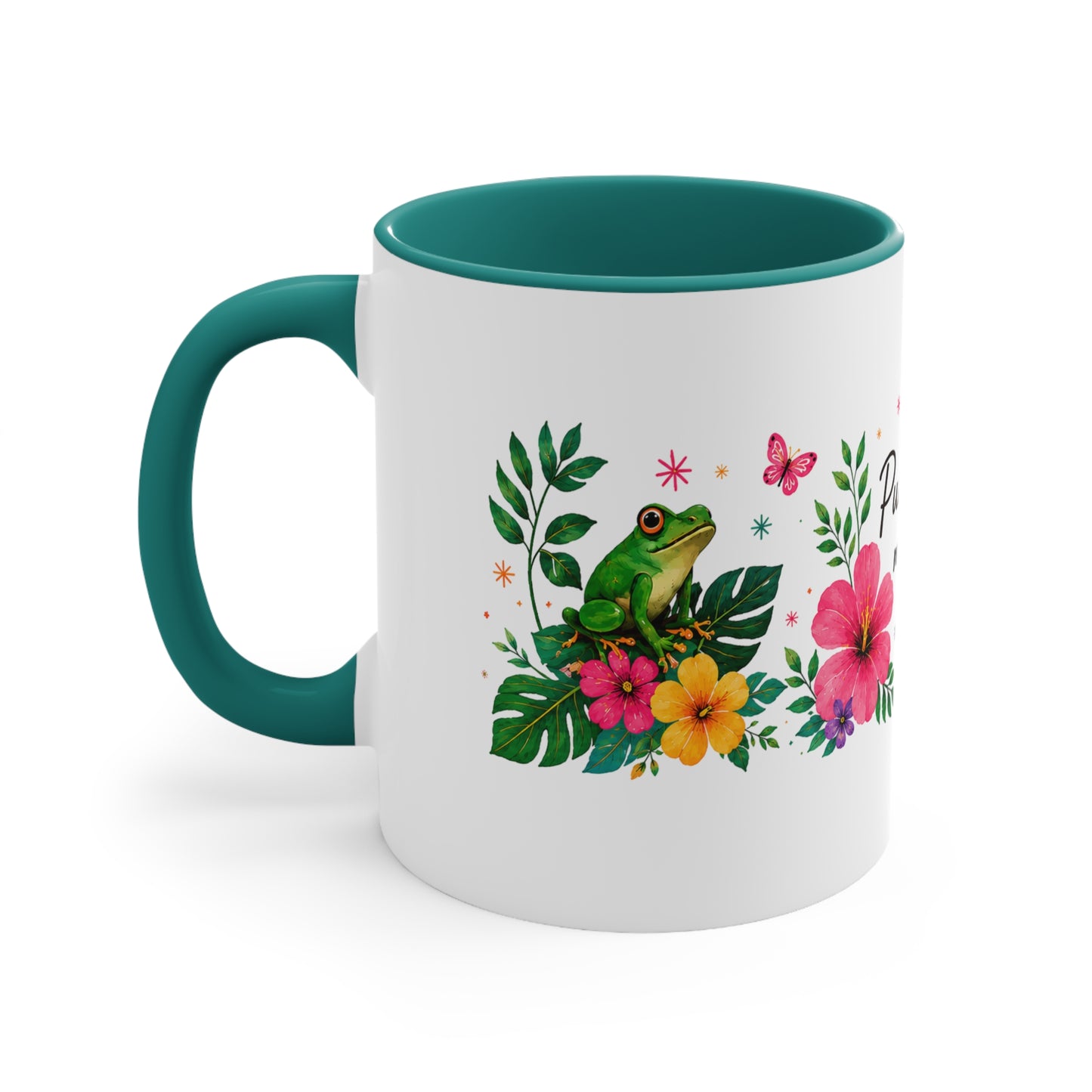 Puerto Rico Me Habita Accent Mug — Tropical Coquí & Hibiscus Coffee Cup