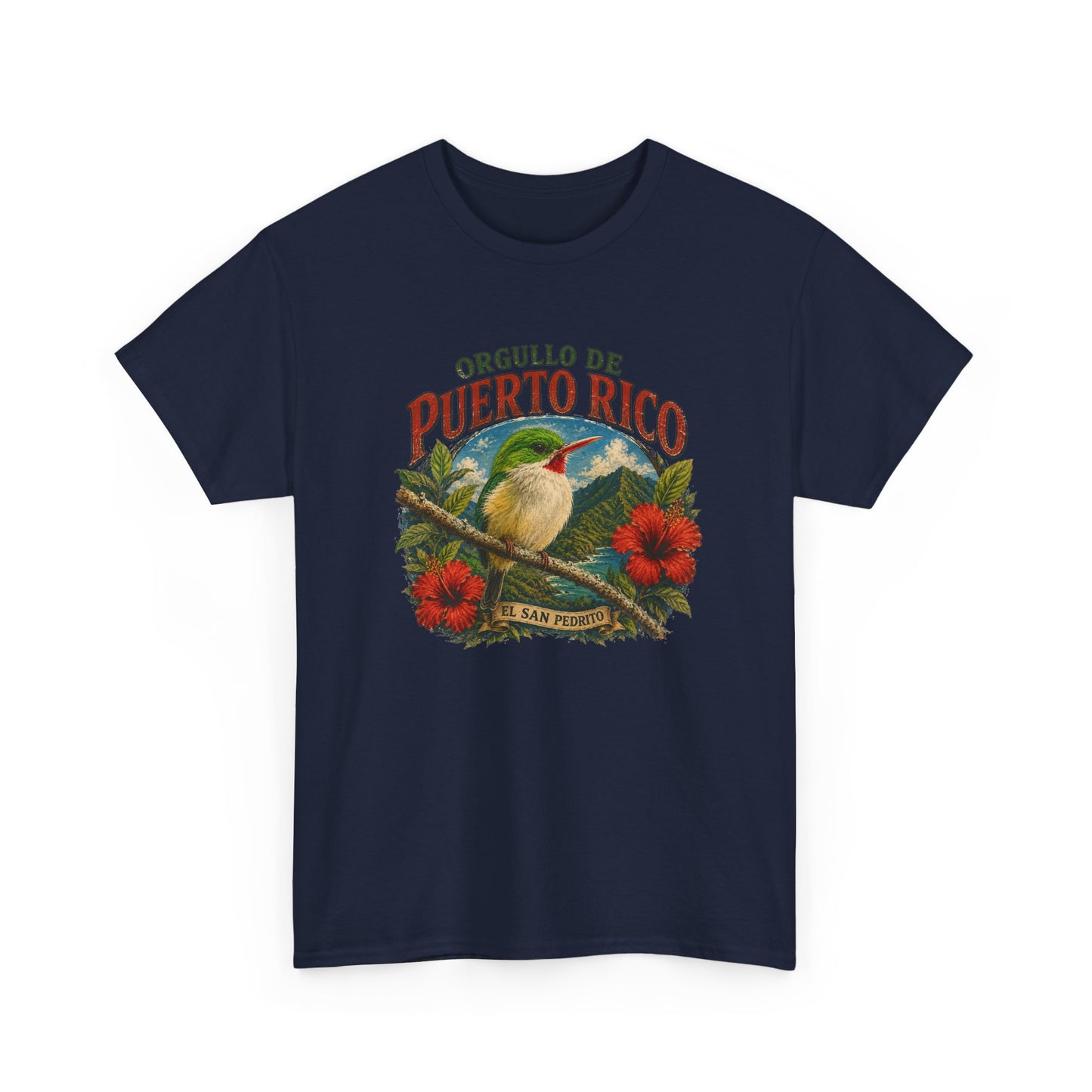 Puerto Rico Pride Tee — "Orgullo de Puerto Rico" Vintage San Pedrito & Hibiscus