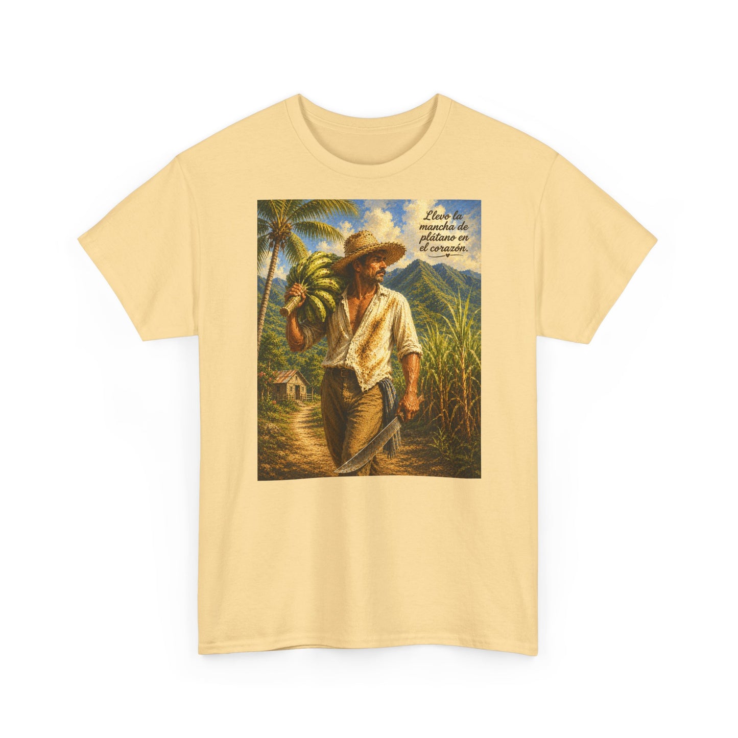 Puerto Rican Jíbaro Tee — "Llevo la mancha de plátano en el corazón"