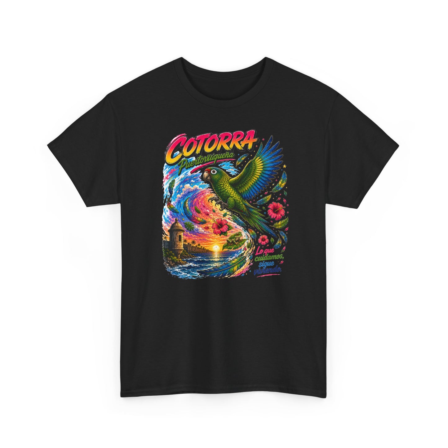 Cotorrá Parrot Graphic Tee — Vibrant Tropical Sunset Parrot T-Shirt