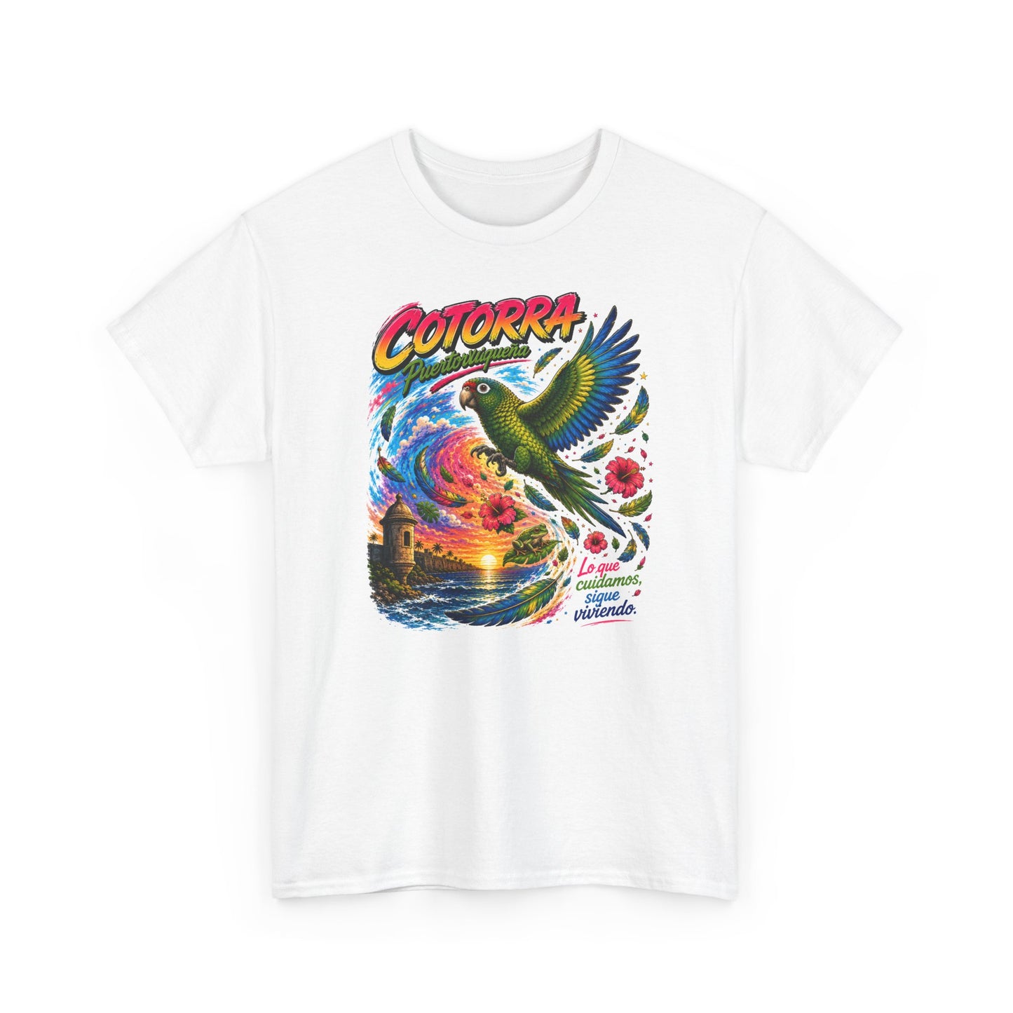 Cotorrá Parrot Graphic Tee — Vibrant Tropical Sunset Parrot T-Shirt
