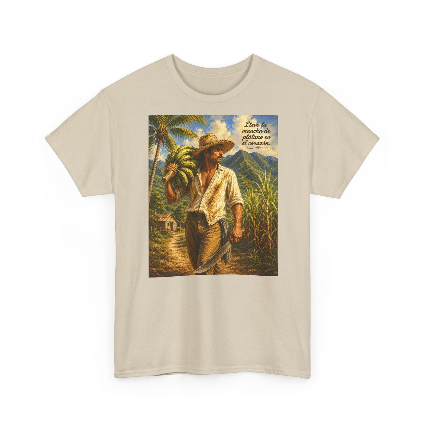 Puerto Rican Jíbaro Tee — "Llevo la mancha de plátano en el corazón"