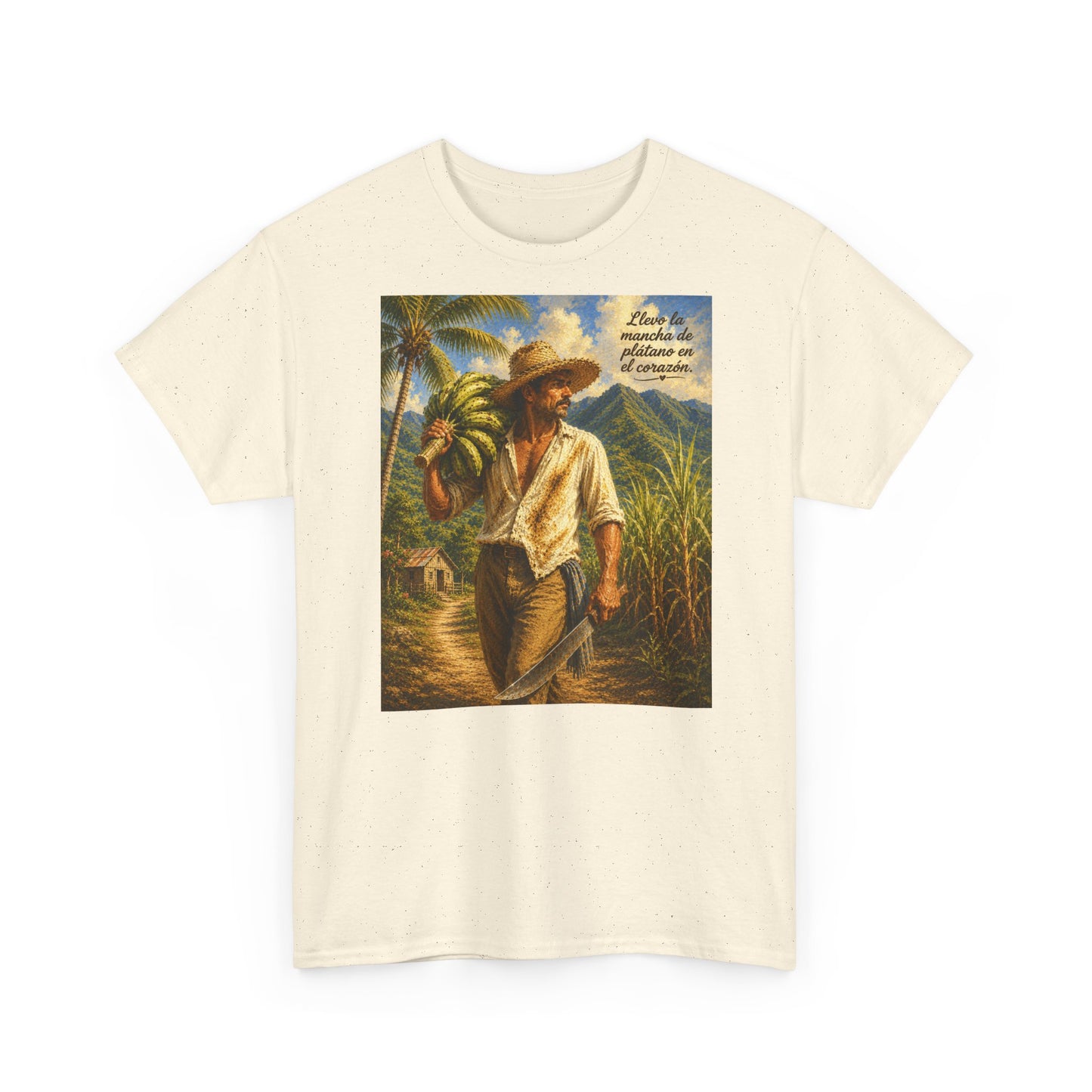 Puerto Rican Jíbaro Tee — "Llevo la mancha de plátano en el corazón"