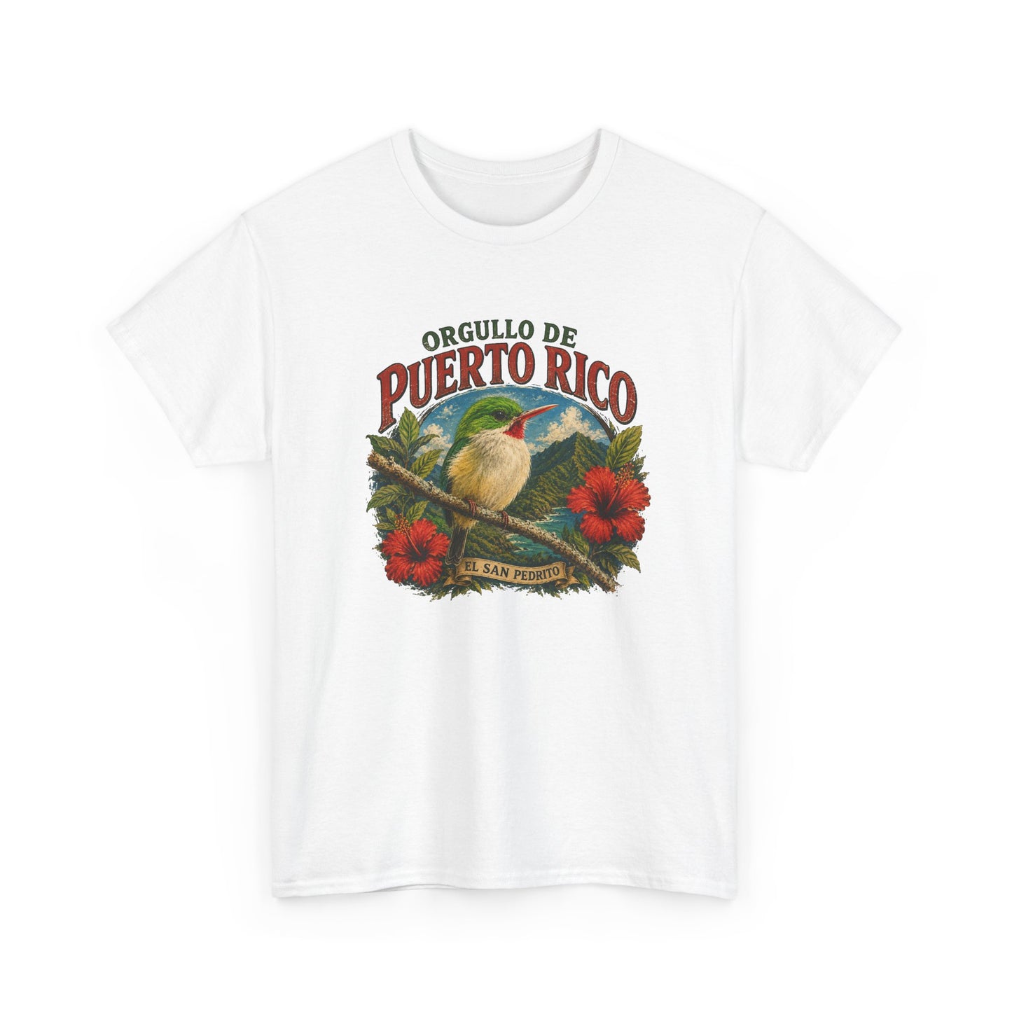 Puerto Rico Pride Tee — "Orgullo de Puerto Rico" Vintage San Pedrito & Hibiscus