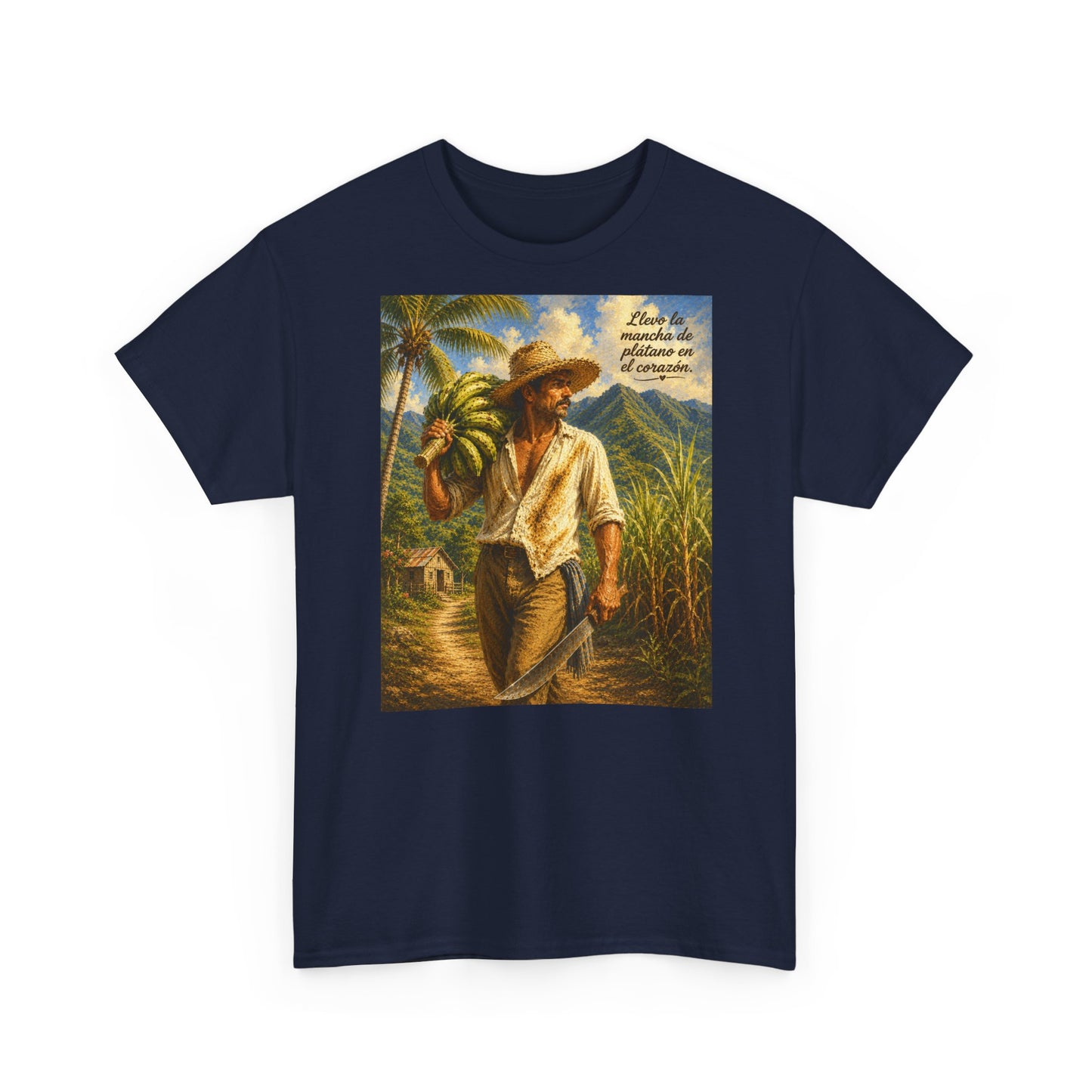 Puerto Rican Jíbaro Tee — "Llevo la mancha de plátano en el corazón"
