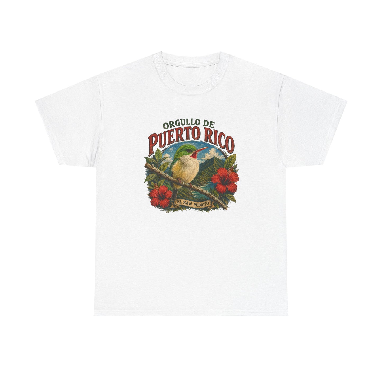 Puerto Rico Pride Tee — "Orgullo de Puerto Rico" Vintage San Pedrito & Hibiscus