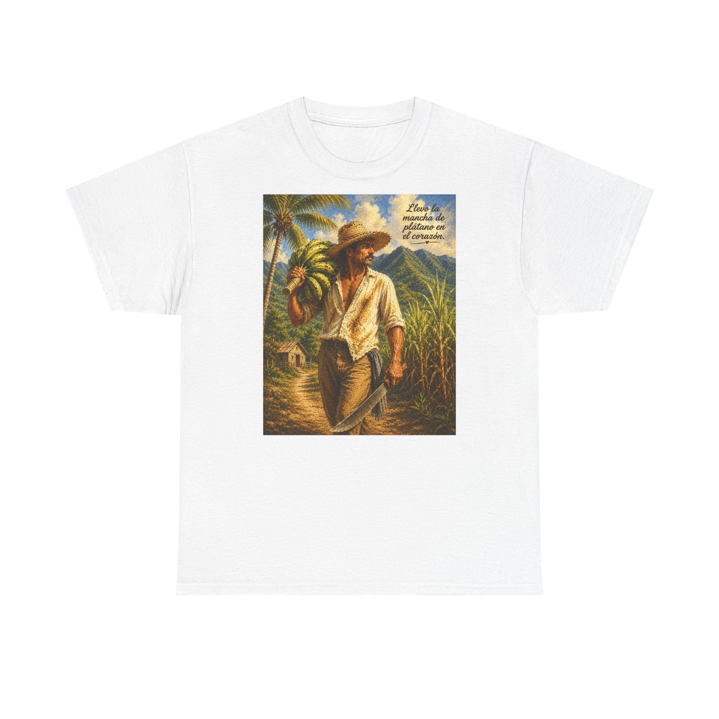 Puerto Rican Jíbaro Tee — "Llevo la mancha de plátano en el corazón"