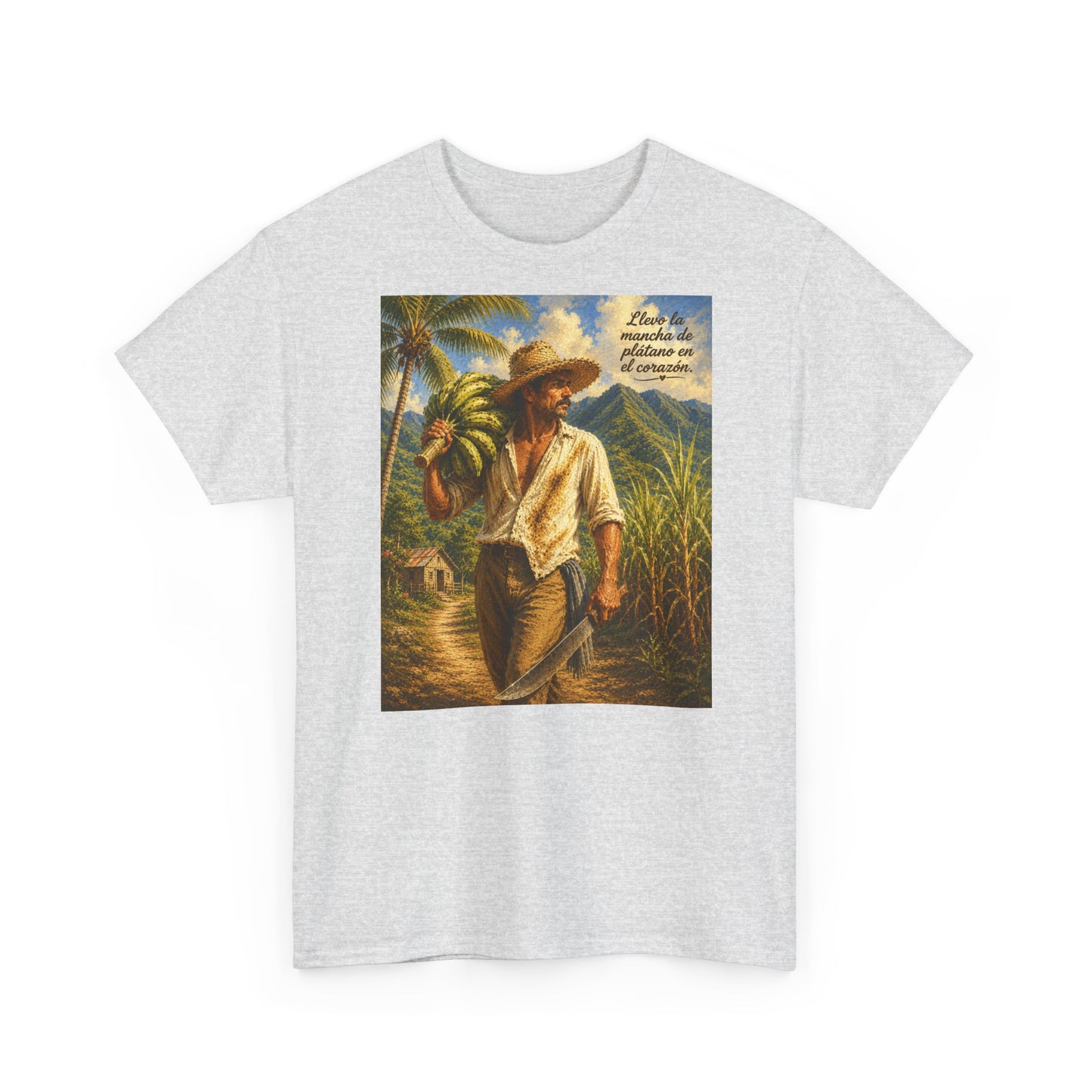 Puerto Rican Jíbaro Tee — "Llevo la mancha de plátano en el corazón"