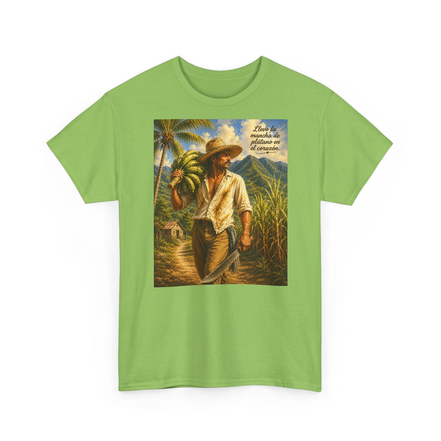 Puerto Rican Jíbaro Tee — "Llevo la mancha de plátano en el corazón"