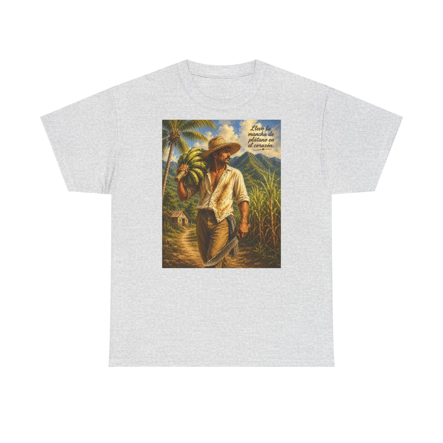 Puerto Rican Jíbaro Tee — "Llevo la mancha de plátano en el corazón"