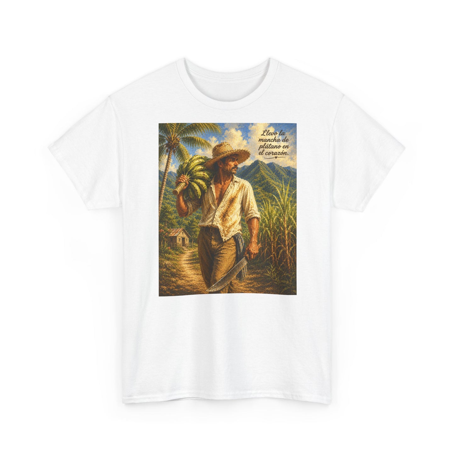 Puerto Rican Jíbaro Tee — "Llevo la mancha de plátano en el corazón"