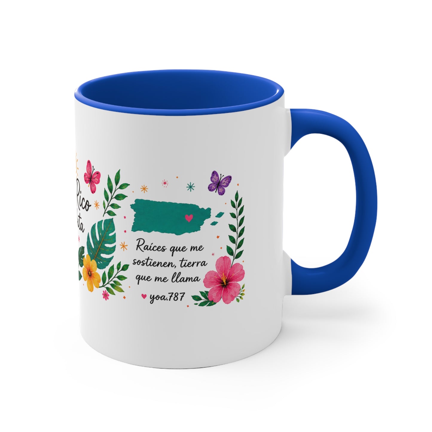 Puerto Rico Me Habita Accent Mug — Tropical Coquí & Hibiscus Coffee Cup