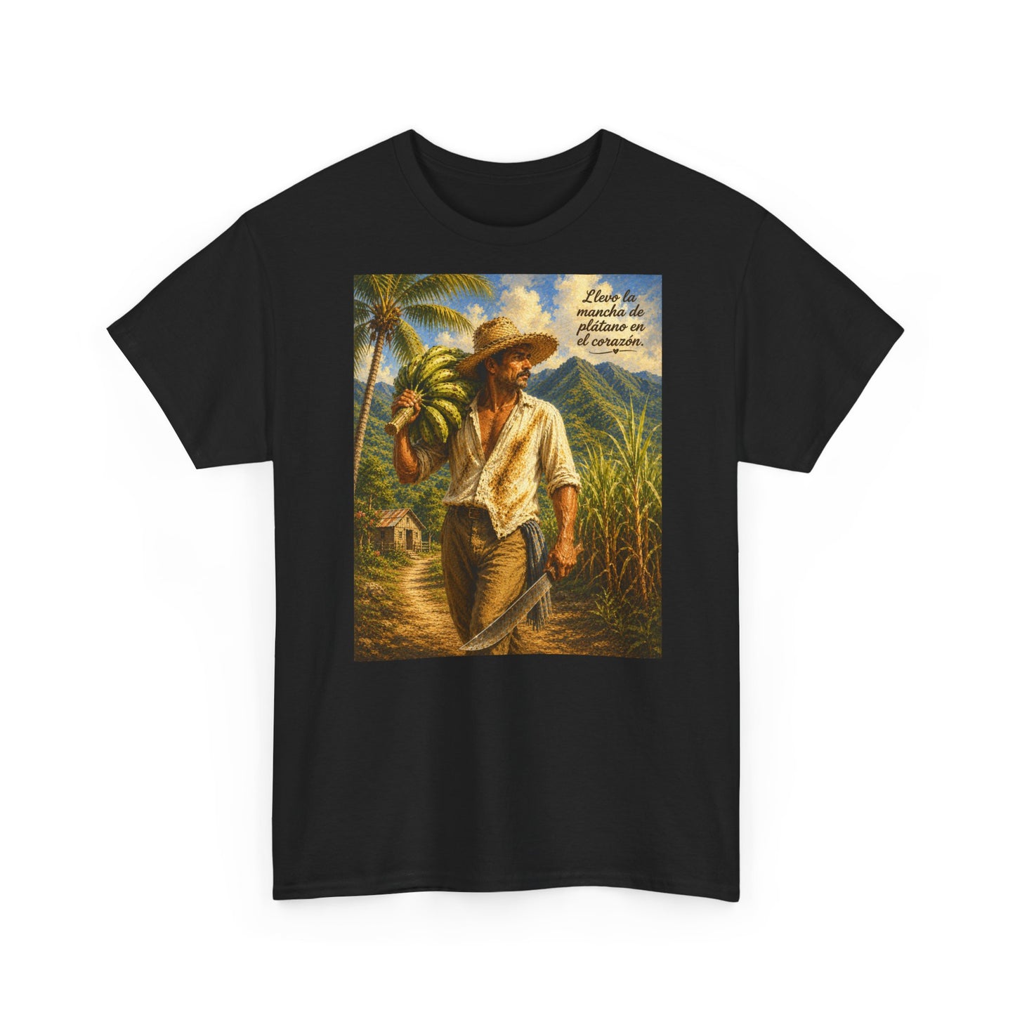 Puerto Rican Jíbaro Tee — "Llevo la mancha de plátano en el corazón"