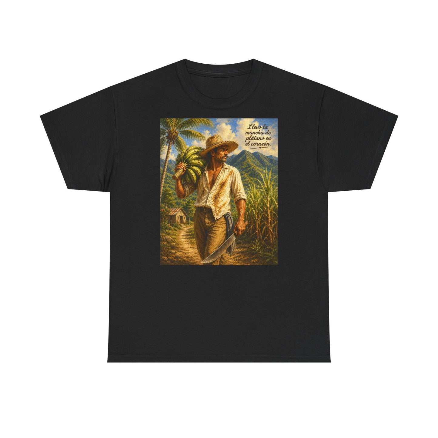 Puerto Rican Jíbaro Tee — "Llevo la mancha de plátano en el corazón"