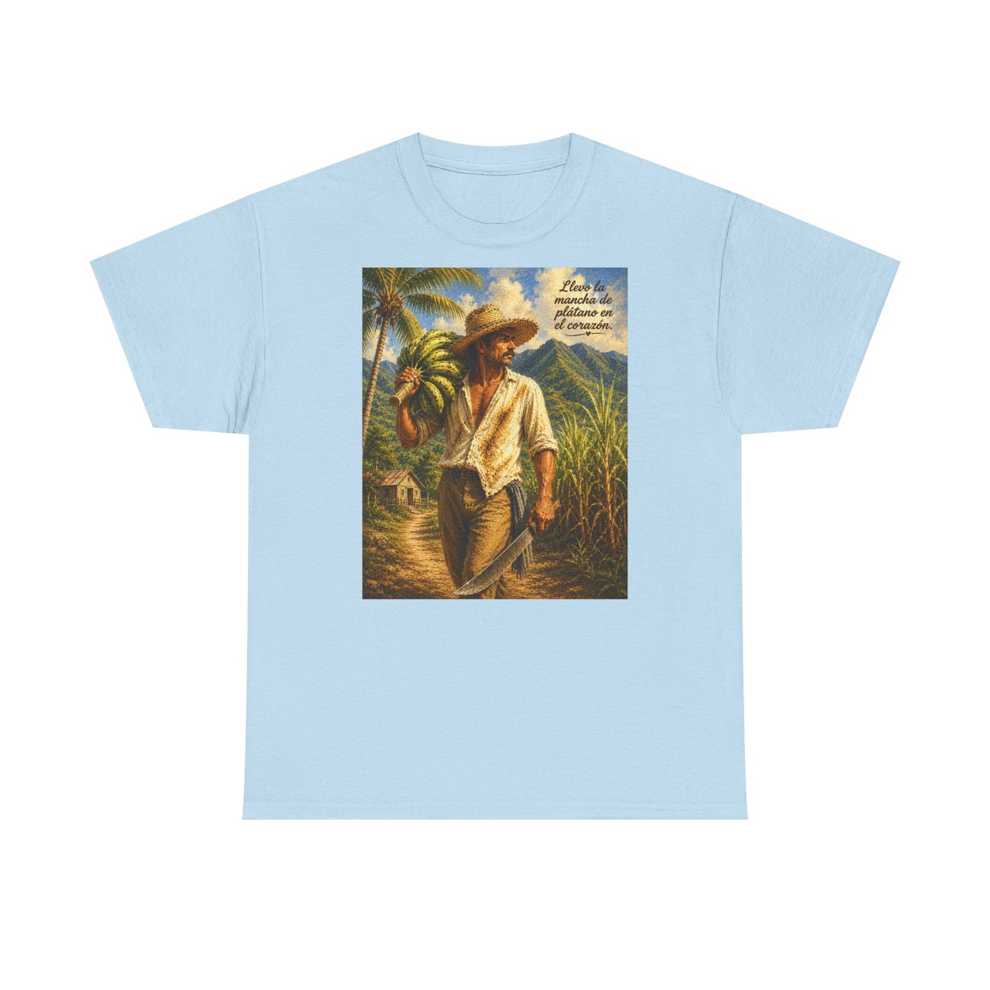 Puerto Rican Jíbaro Tee — "Llevo la mancha de plátano en el corazón"