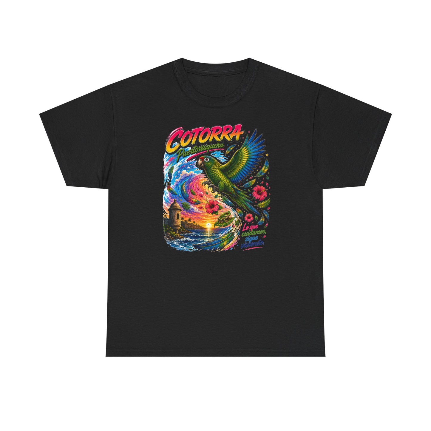 Cotorrá Parrot Graphic Tee — Vibrant Tropical Sunset Parrot T-Shirt