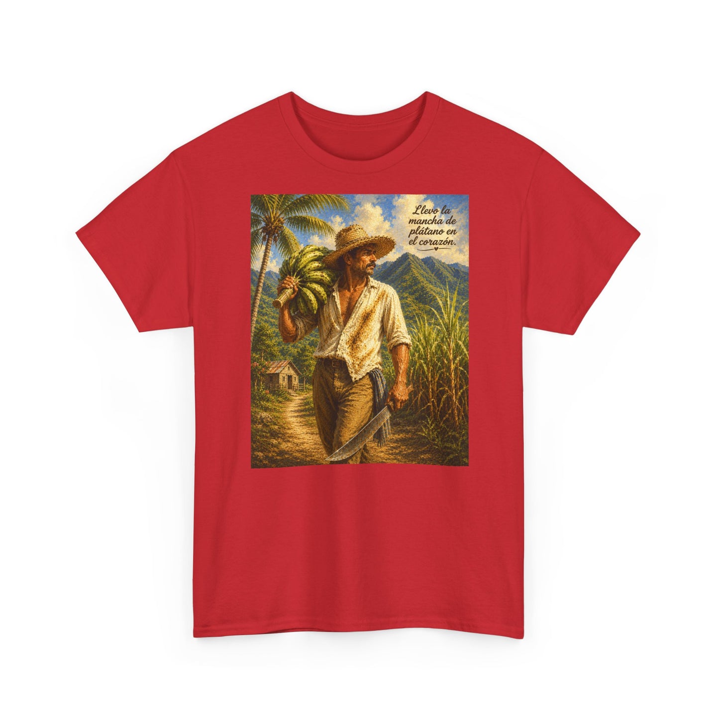Puerto Rican Jíbaro Tee — "Llevo la mancha de plátano en el corazón"